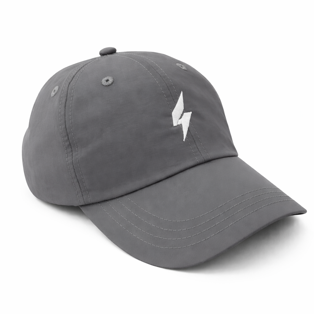 Gray classic DPRADIX cap, angled front view