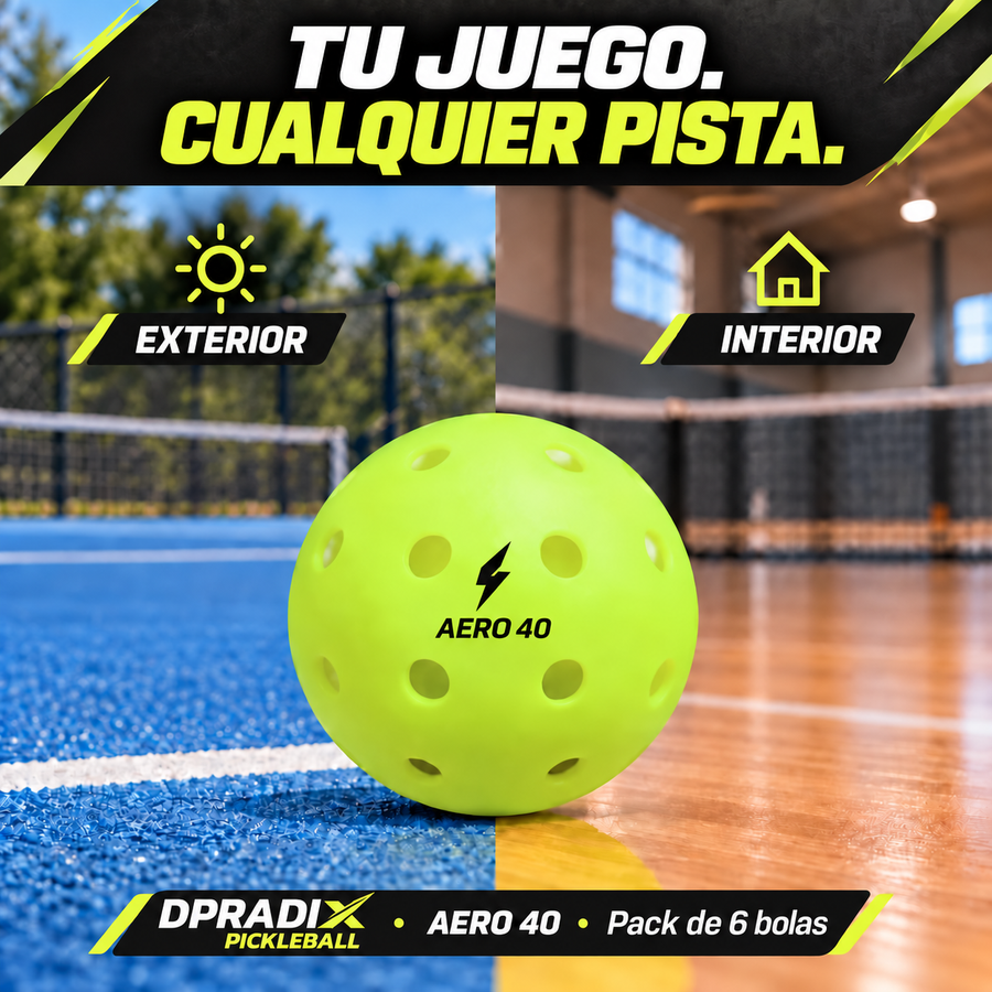Bolas de pickleball DPRADIX AERO 40 para pistas interiores y exteriores, pack de seis bolas