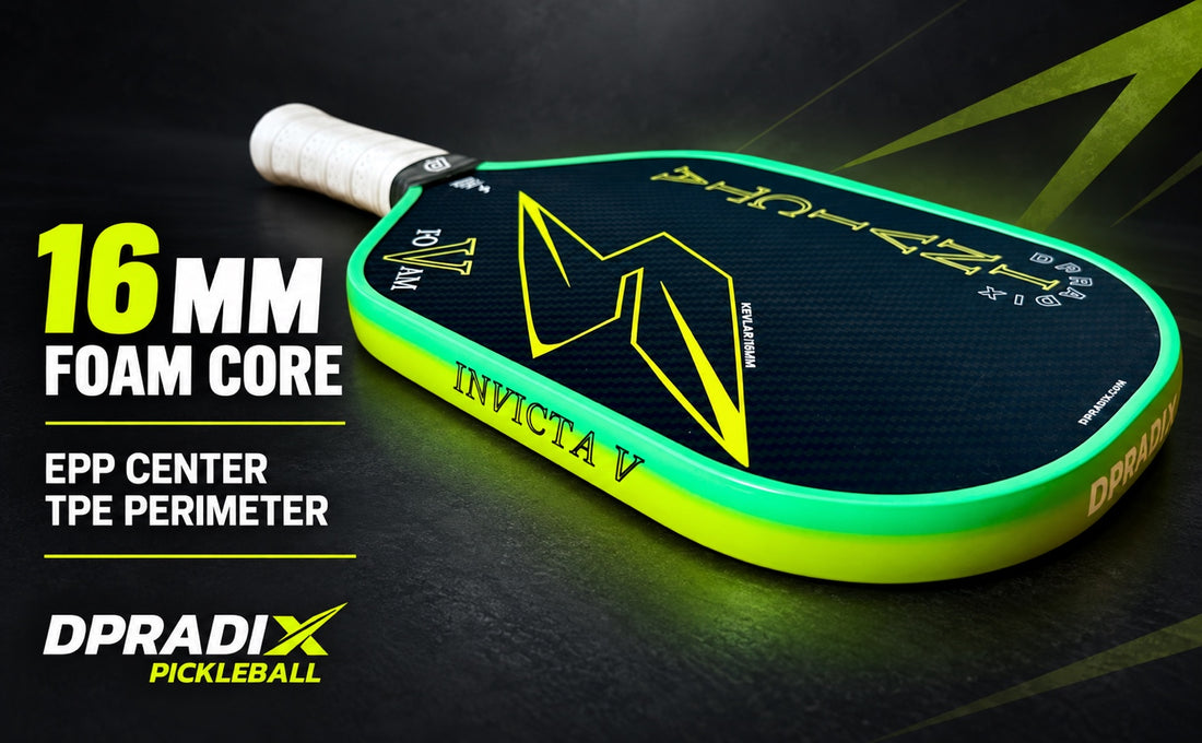 DPRADIX INVICTA V Kevlar 16 mm Pickleball Paddle · Black Kevlar-Green Edge