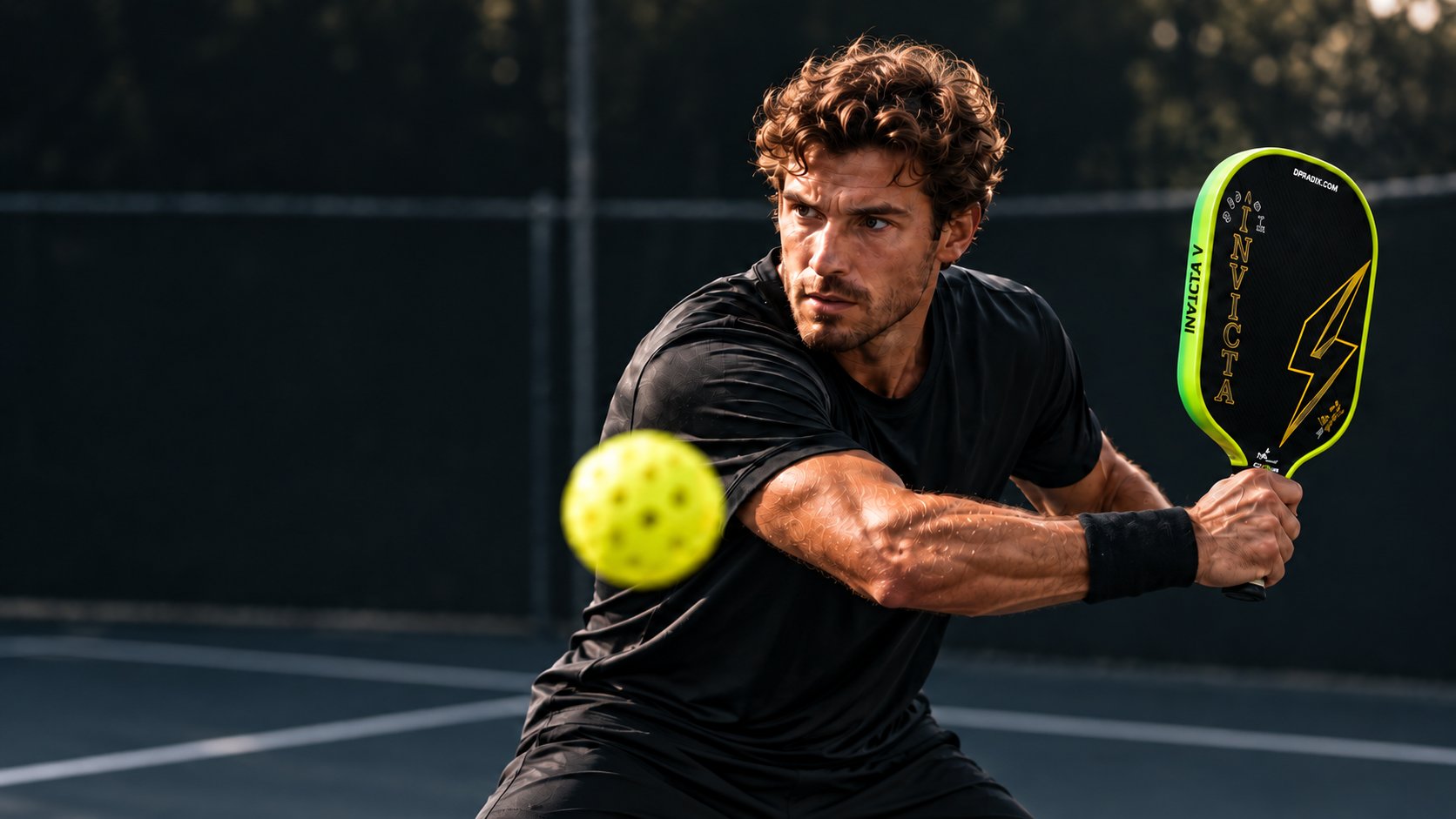 Jugador de pickleball con pala DPRADIX INVICTA V